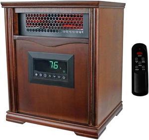 LifeSmart 1001HH 1500 Watt Portable Electric Infrared Quartz Space Heater for Indoor Use with 4 Heating Elements and Remote Control, Brown Oak Wood