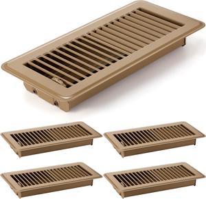 4 x 10'' Floor Vent Covers Heavy Duty Floor Register Metal Heat Vent Covers With Rust Proof Finish for Home Floor Heater (Brown,4 Pcs)