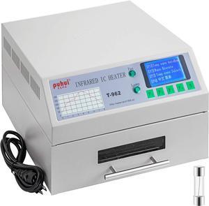 Happybuy Reflow Oven T962 110V Reflow Soldering Machine 800W 180 x 235 mm Professional Infrared Heater Soldering Machine Automatic Reflow Machine (T962 110V)