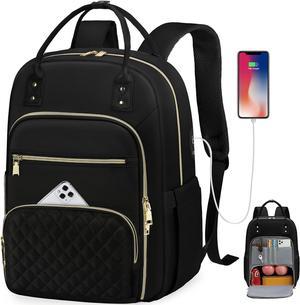 15.6 Inch Laptop Backpack, Lunch Backpack for Women, Water Resistant Work Backpack with USB Charging Port, Travel Backpack with Insulated Bag Computer Backpack for College School Business