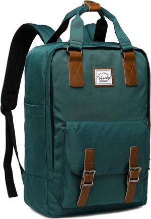 School Backpack,VASCHY Unisex Vintage Water Resistant 15in Laptop Backpack Bookbag for College (Blackish Green)