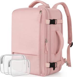 Snoffic Underseat Travel Backpack for Women, Carry On Backpack Personal Item Size, Waterproof College Backpack, Business Work Hiking Casual Daypack Bag, Fits 17.3" Laptop, Pink