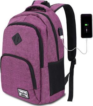 Laptop Backpack for Women,School Backpack for Teen Girls College Backpack with USB Charging Port,Purple