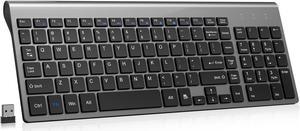 cimetech Wireless Keyboard, 2.4G Full Size Slim Compact Computer Keyboard with 12 Hotkeys, Silent Portable Ergonomic Keyboard with 10 M Range Compatible with Mac, PC, Desktop, Laptop, Windows - Grey