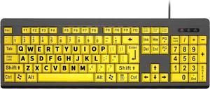 Adadmei Large Print Computer Keyboard, Wired USB High Contrast Keyboard, Oversized Big Letters Keyboard for Visually Impaired Low Vision Individuals, Seniors, Students, Computer Beginners