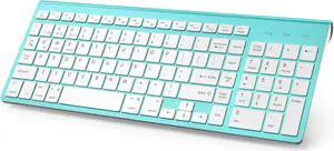 J JOYACCESS Bluetooth Wireless Keyboard, Mac Compatible Keyboard, Multi Device Wireless Keyboard for Laptop, Android, Windows, iMac, MacBook, iPad Air/Pro-Turquoise