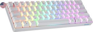 Geeky GK61 SE 60% | Mechanical Gaming Keyboard | 61 Keys Multi Color RGB LED Backlit for PC/Mac Gamer | ANSI US American Layout (White, Mechanical Speed Silver)