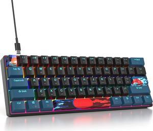 Mosptnspg Protable 60% Percent Gaming Keyboard Mechanical, Mini Compact RGB Backlit 61 Keys Wired Office Keyboard with red Switch for Mac/Win (Monstor Black/red Switch 61)