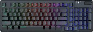 AF981 Wired 99Keys Computer Keyboard, Quite Brown Mechanical Feeling Membrane Gaming Keyboard, Colorful Backlit, Volume Scroll Wheel for PC Laptop, Black