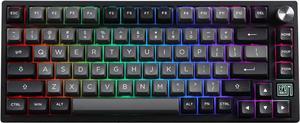 EPOMAKER TH80 SE Gasket 75% Hot Swap RGB 2.4Ghz/ Bluetooth 5.0/ Wired Mechanical Gaming Keyboard, NKRO with Poron/EVA Foam, 4000mah Battery, Knob Control for E-Sport/Windows/Mac(Flamingo Switch)