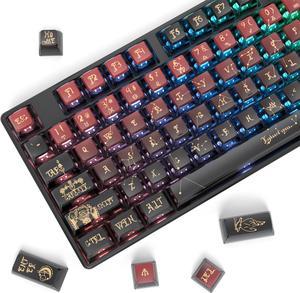 Fogruaden Pudding Keycaps 60 Percent, 120 Dye-Sublimation Keycaps Set, ASA Profile Custom Keycaps for Cherry Gateron MX Switches Mechanical Keyboard(Red Constellation)