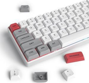 Mosptnspg XDA PBT Key Cap, 134 Keys Dye Sublimation White red Custome Key Cap Set for Cherry/Gatron MX switches 60 Percent/68/GK61 Gaming Mechanical Keyboard