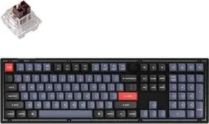 Keychron V6 Wired Custom Mechanical Keyboard Knob Version, QMK/VIA Full-Size Programmable with Hot-swappable Keychron K Pro Brown Switch Compatible for Mac Windows Linux (Frosted Black-Translucent)