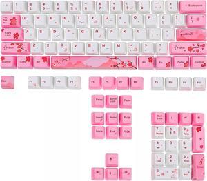 GTSP 104 Sakura Keycaps Cute Japanese Custom Gaming keycap Set of Dye-Sub OEM Profile for Cherry Mx Gateron Kailh Switch 87/104 60% Mechanical Keyboard (Sakura)