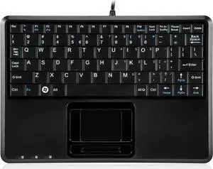 510H Plus, Wired Super Mini USB Touchpad Keyboard, X Type Scissor Keys with 2 Built-in Hubs, Black, US English Layout (11005)