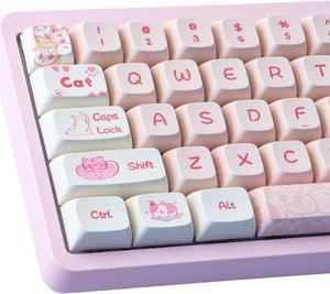 Hyekit PBT Keycaps 133 Keys Naughty Cat Keycaps Dye-Sublimation Cute Keycaps XDA Profile for Cherry Gateron MX Switches Mechanical Keyboards