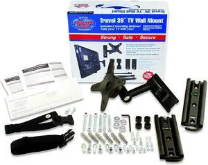 Ready America 37â LCD TV Wall Mount for Home, Office, Boat, RVs, Safety Strap Included, Pans, Tilts, and Rotates, Secure in Mount Designed for Moving Vehicles