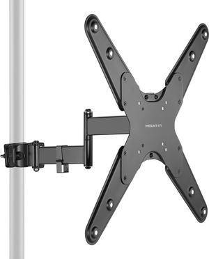 MountIt TV Pole Mount Full Motion Bracket for TVs up to 55 Inches VESA 200 300 400 Compatible Articulating Arm with Clamp Mounting Base for Indoor and Outdoor Use