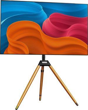 Tripod TV Stand for 32-75 Inch Screen up to 77lbs, Height Adjustable Easel TV Floor Stand with Wood Legs and Cable Ties