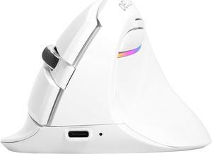 DELUX Wireless Small Vertical Mouse, Tri-Mode Silent Ergonomic Mice with Bluetooth 5.0 and USB Receiver, Rechargeable, 4000 DPI and 6 Buttons (M618mini-White)