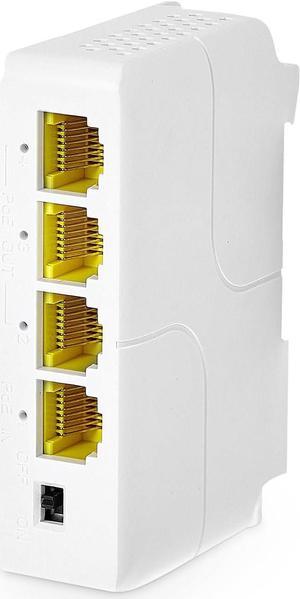 MokerLink 4 Port Gigabit PoE Extender, IEEE 802.3 af/at PoE Repeater, 10/100/1000Mbps, 1 PoE in 3 PoE Out, Wall & Din Rail Mount POE Passthrough Switch