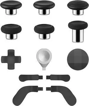 TOMSIN 13 in 1 Xbox Elite Series 2 Controller Accessories Replacement Pack,6 Metal Thumbsticks,2 D-Pads,4 Paddles and 1 Adjuster for Xbox Elite Controller Series 2 Core Accessory Parts(Black)