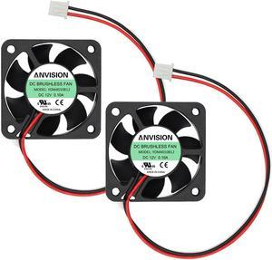 ANVISION 2-Pack DC 12V 40mm x 40mm x 10mm 4010 Brushless Cooling Fan, Dual Ball Bearing, 2 Pin