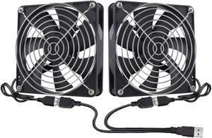 GDSTIME DC 5V USB Fan 14cm, Dual 140mm x 25mm Brushless Cooling Fan Ventilateur,Muffin Fan Desk Fan,for Receiver Xbox Computer Cabinet Cooling