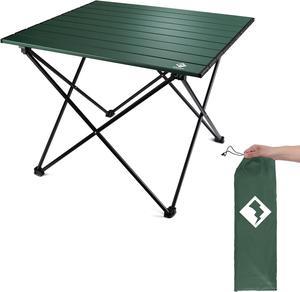 VILLEY Folding Camping Table, Portable Camp Table, Ultralight Aluminum Compact Side Table, Foldable Lightweight Table with Carry Bag for Outdoor Cooking, Picnic, Beach, Travel, Indoor - Green