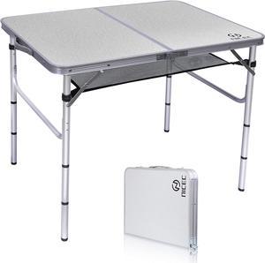 Nice C Camping Table Portable, Card Table, Folding Table, Pliante, Adjustable Height, Lightweight Aluminum, with Carry Handle for Outdoor, Beach, Indoor, Office (Medium)