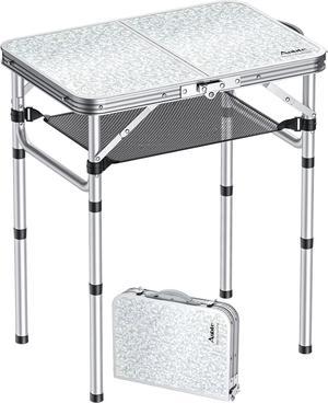 Anbte Folding Camping Table with Carrying Handle, Aluminum 23.6" x 15.7" Portable Table Adjustable Height Camping Table Portable Folding Table for Outdoor Indoor Picnic Beach Backyard