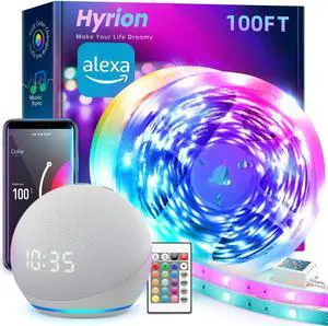 Smart LED Lights for Bedroom 100ft Voice Control Strip Lights with Alexa and Google Assistant RGB Color Changing Music Sync WI-FI Led Lighting with App Controlled for Room Decor(2 * 50ft)