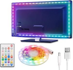 TV Backlight 8.3ft Waterproof 5050 RGBW LED Strip Lights with Remote 5V LED Tape Light Thousands of DIY Colors Changing LED Light Strip for 42-50in TV, Monitor, Theater and Home Decoe Ambient Lighting