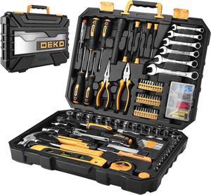 Home Repair Tool Set General Household Hand Tool Kit with Plastic Tool Box Storage (208PCS)