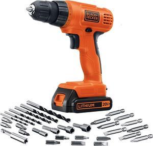 BLACK+DECKER 20V MAX* POWERECONNECT Cordless Drill/Driver + 30 pc. Kit (LD120VA) , Orange