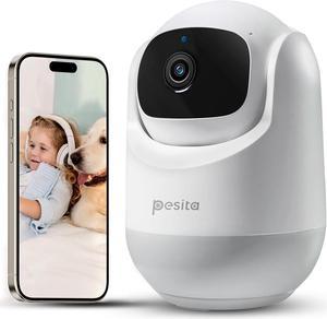 Security Camera Indoor,PESITA WiFi Cameras for Home Security,Pet Camera, Pan-Tilt Security Camera,Baby Monitor with Camera and Audio,360 Plug-in Nanny Dog Camera,Night Vision,Two-Way Audio