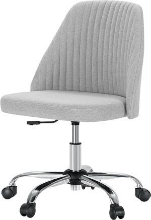 MCQ Office Desk Chair, Modern Cute Rolling Vanity Swivel Task Chairs with Wheels, Comfortable Back Seat Armless for Home, Bedrooms, Office, Study, Student, Adults, Make-up, Dressing Room, Cloud