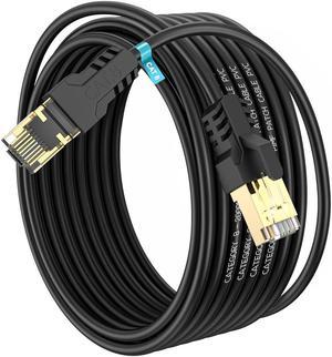 YSONG Cat 8 Ethernet Cable 30 ft,High Speed 40Gbps,2000Mhz,26AWG,Gold Plated RJ45 Connector,for Outdoor&Indoor Weatherproof UV,for/PC/Modem/Router/Gaming,Faster Than Cat7/Cat6/Cat5