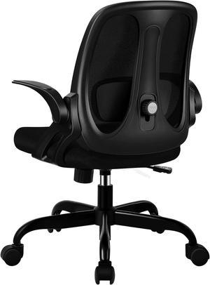 Razzor Office Chair, Ergonomic Computer Desk Chair with 2D Lumbar Support and Flip-up Arms, Swivel Breathable Mesh Task Chair with Adjustable Height for Home Office (2203, Black)