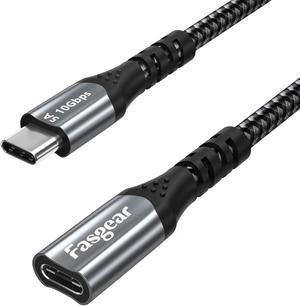 Fasgear USB C Extension Cable 3ft 10Gbps USB 3.1 Gen 2 PSVR2 Type C Male to Female Cord Support 4K Video Audio Output Compatible for Thunderbolt 3 Port,MacBook Pro, XPS,USB-C Hub,Pixel 3 (3ft, Black)