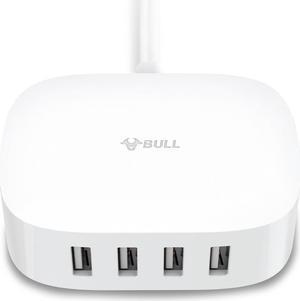 BULL USB Charging Station - 4 in 1 USB Charger with 6ft Extension Cord, USB Multiport Charger for Apple iPhone, Samsung, Tablet, Cruise Ship, Travel, Home, Office, UL Listed