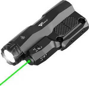 M6L-G Picatinny/Mlok Flashlight Laser Combo Built-in Touch Pad Switch, Max 2400 Lumens LED Light and Green Laser with Tactical Strobe Mode, USB Magnetic Rechargeable