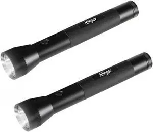 Heavy Duty 3-Cell D Battery LED Big Flashlights Single Mode Aluminum Alloy Torch Rugged Metal Flashlight for Outdoor Adventures and Emergency Power Outages (2 Pack)
