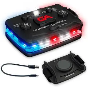 Elite Series Safety Light - Red/Blue/White Front & Red/Blue Rear - Rechargeable, Magnetic, Hands-Free Wearable LED Flashlight for Law Enforcement, First Responders & Firefighters