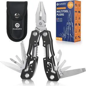14-in-1 Multitool with Safety Locking, Professional Stainless Steel Multitool Pliers Pocket Knife, Bottle Opener, Screwdriver with Nylon Sheath Apply to Survival,Camping, Hunting and Hiking