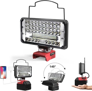 Cordless Flood Light for Milwaukee 18V Battery, LIVOWALNY 90W 9000LM 7" 18V Light Portable LED Work Light with USB & Type-C Charging Port & Low Voltage Protection & 140° Pivoting Head Cordless Flood Light for Milwaukee 18V Battery, LIVOWALNY 90W 9000LM 7" 18V Light Portable LED Work Light with USB & Type-C Charging Port & Low Voltage Protection & 140° Pivoting Head