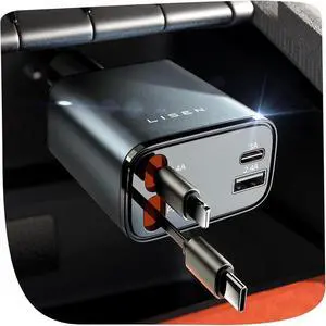 Retractable Car Charger 69W USB C Car Accessories Adapter for iPhone 16 USB C Charger Fast Charging Gifts for Women Men Truck Accessories Travel Essentials for iPhone 16 15 14 13 12 Pro Max