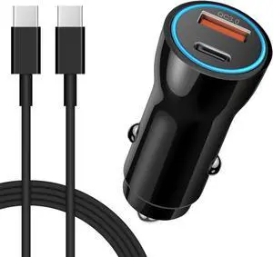 for iPhone 15/16 Car Charger, 43W 2-Port Fast USB C Car Charger Power Adapter with 6FT USB C to Type C Cable for iPhone 16e 16/15 Pro Max/Plus/iPad Pro/Samsung Galaxy S25 S24 S23 S22 S21 Ultra