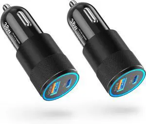Car Charger USB C Fast Charge,Ancekoy 2-Pack 38W Dual Port USB C Phone Car Charger, USB Cigarette Lighter Adapter Plug for iPhone 16 15 14 13 12 11 Pro Max,iPad,Samsung Galaxy S24 S23 S22 A15,Pixel