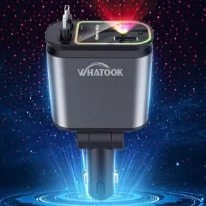 Starlight Retractable Car Charger: Car Accessories with Starlight in Car Roof Car Chargers USB C Fast Charging Adapter & Dual Charge Ports 4 in 1 Car Phone Charger for iPhone iPad AirPods